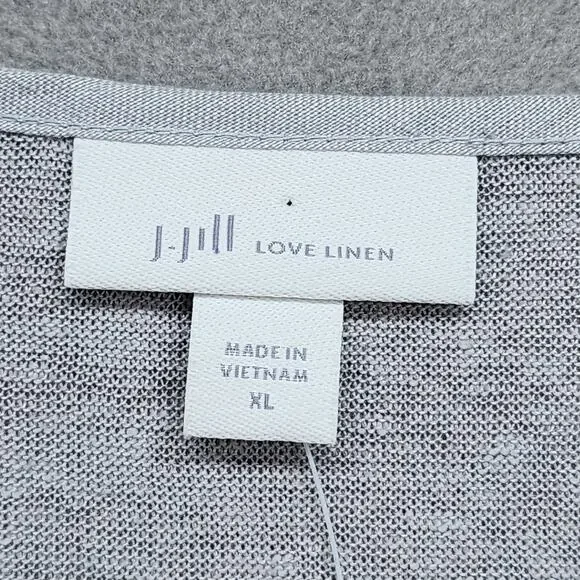 NWT J Jill Love Linen Shirt XL Pintuck Gray Popover Top Lagenlook Cottagecore - Picture 10 of 13